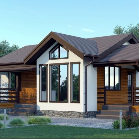 Одноэтажный дом с террасой